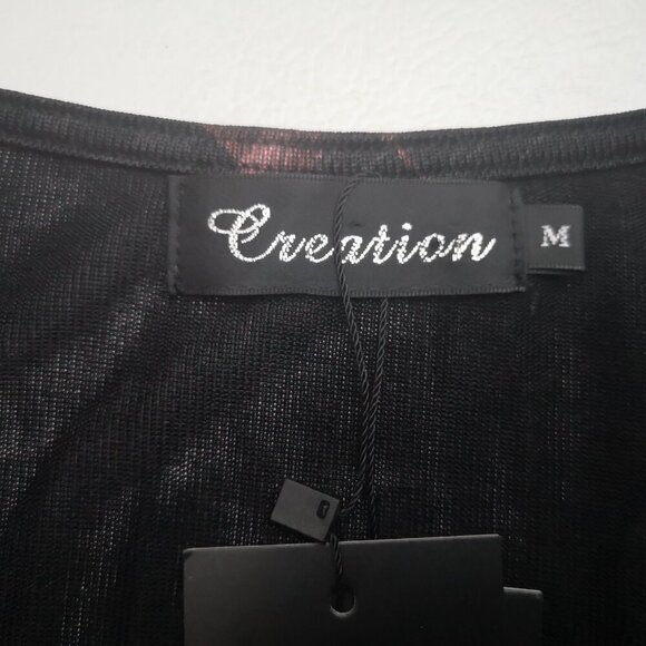 NWT Creation Ladies Size Medium Red & Black Patterned V-neck Tunic - Picture 3 of 11